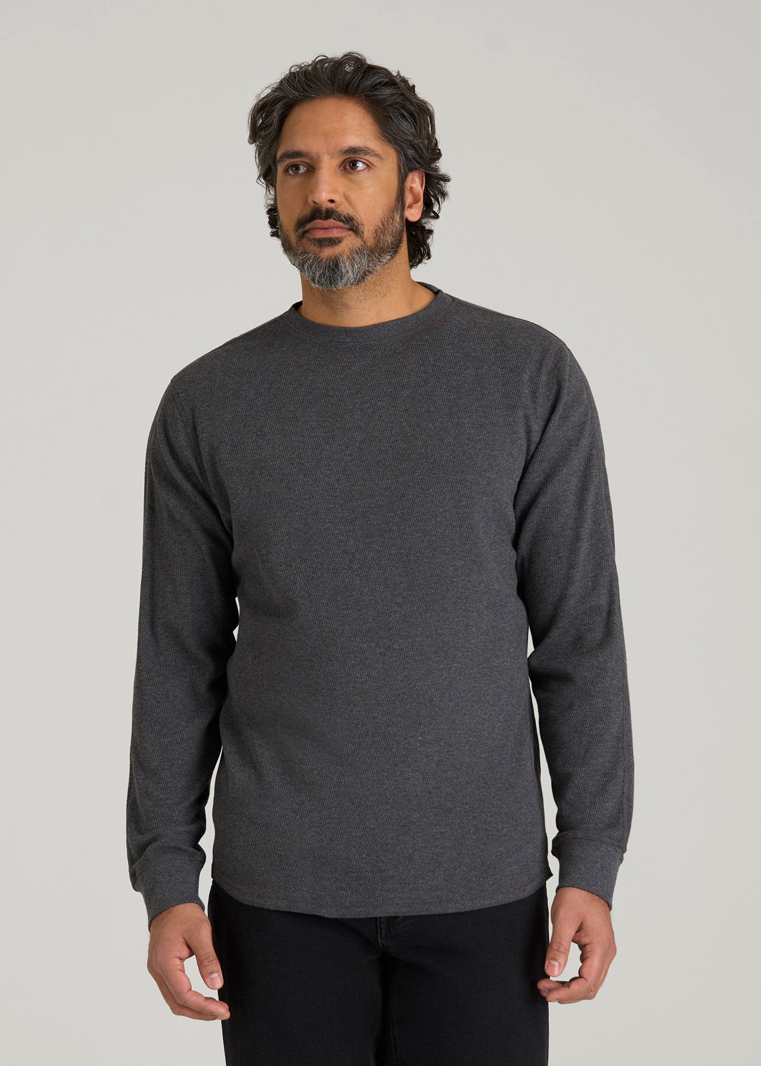 American Tall Online | Double Honeycomb Thermal Crewneck  for Tall Men in Charcoal Mix