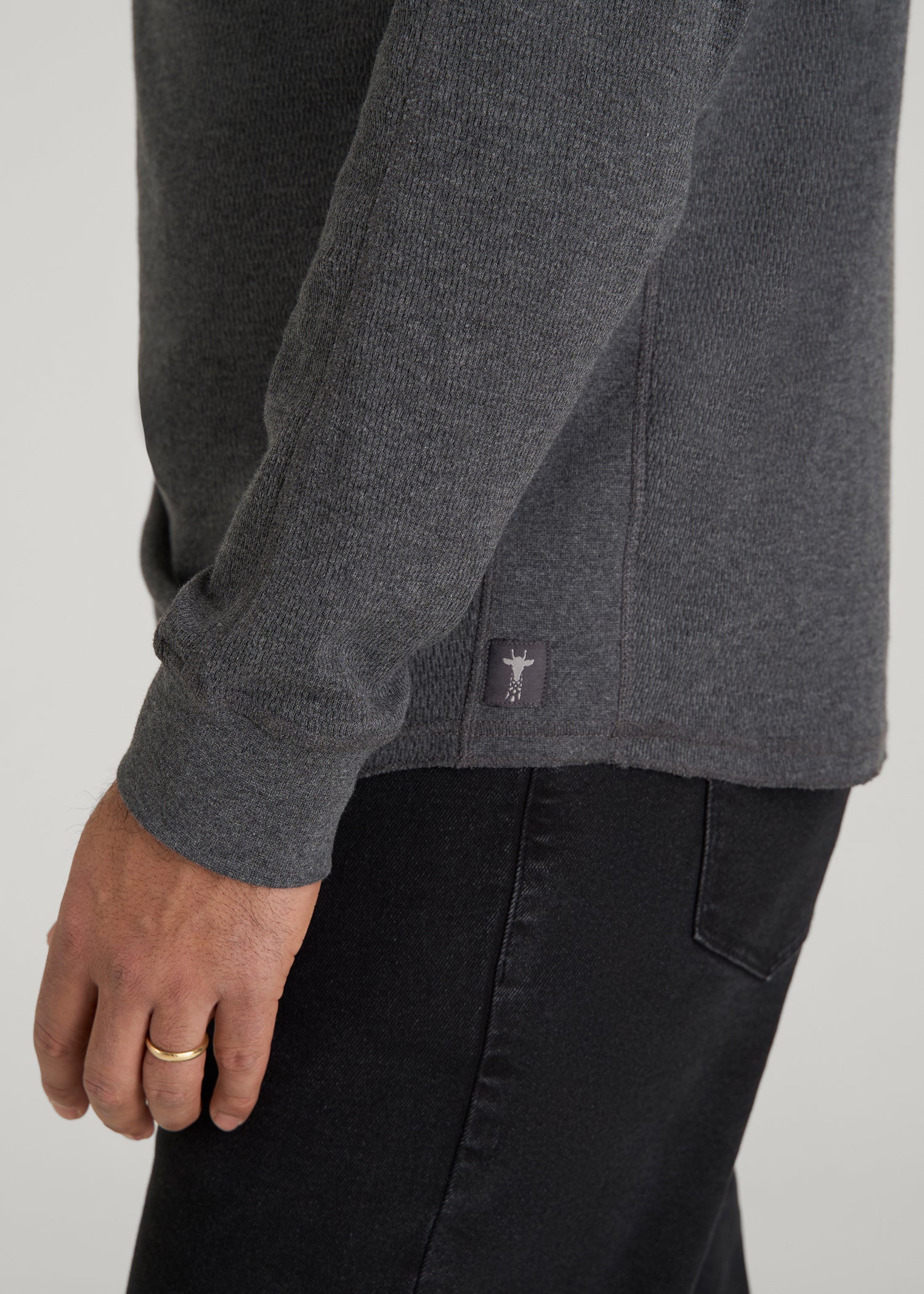American Tall Online | Double Honeycomb Thermal Crewneck  for Tall Men in Charcoal Mix