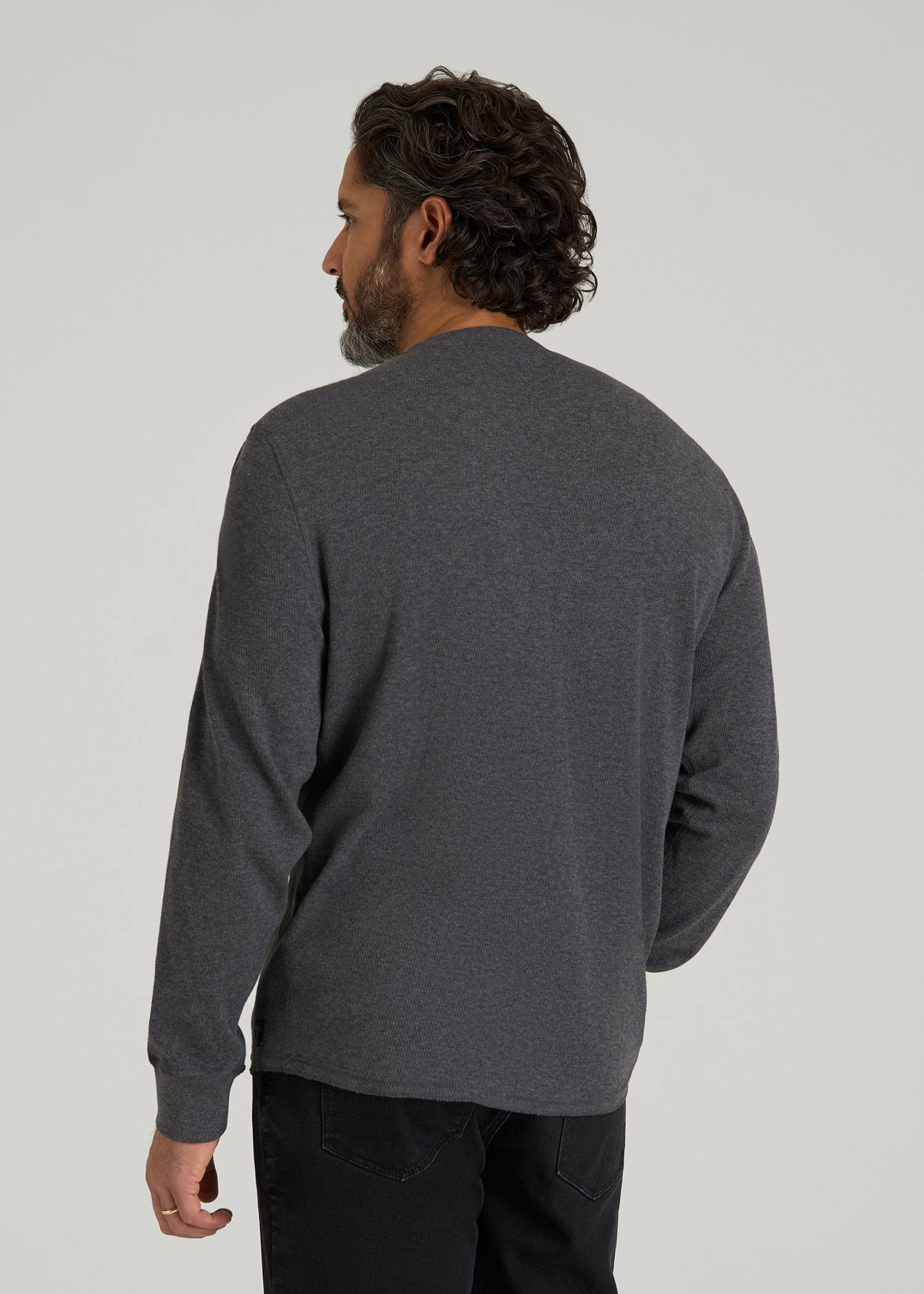American Tall Online | Double Honeycomb Thermal Crewneck  for Tall Men in Charcoal Mix