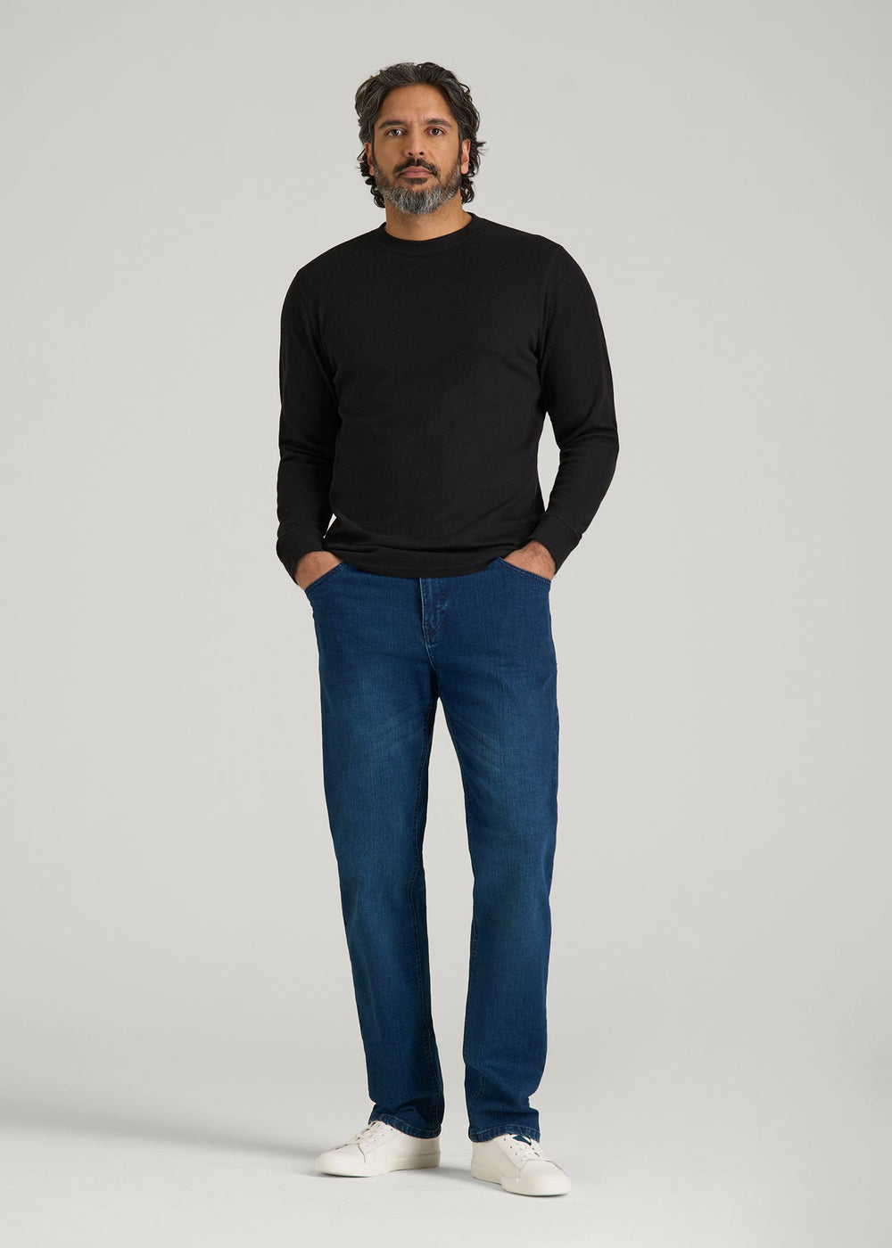 American Tall Sale | Double Honeycomb Thermal Crewneck for Tall Men in Black