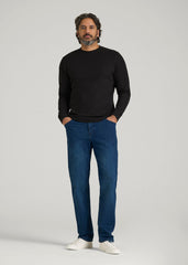 American Tall Sale | Double Honeycomb Thermal Crewneck for Tall Men in Black