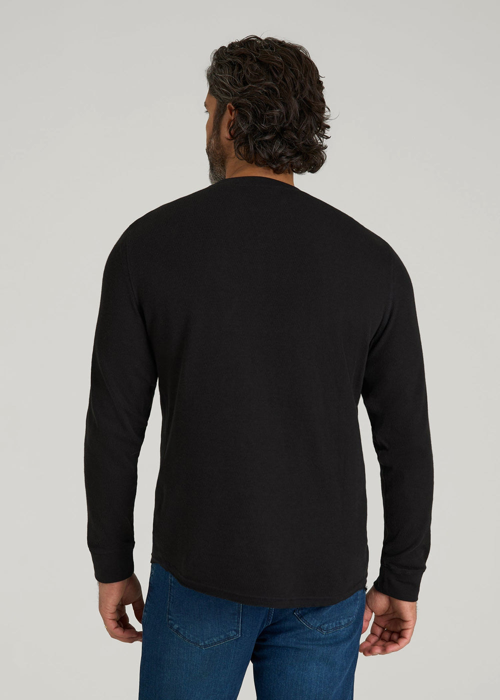 American Tall Sale | Double Honeycomb Thermal Crewneck for Tall Men in Black