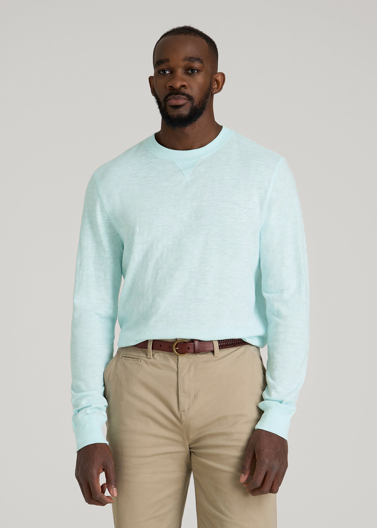American Tall Outlet | Sunwashed Slub Crewneck for Tall Men in Saltwater