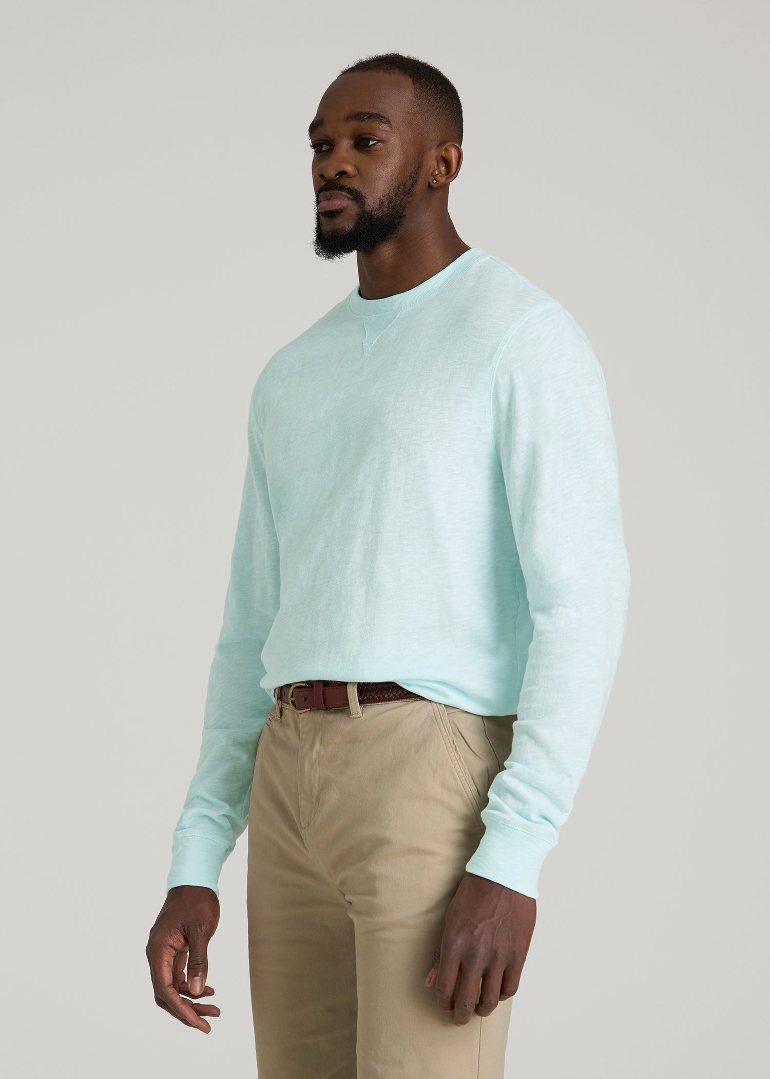 American Tall Outlet | Sunwashed Slub Crewneck for Tall Men in Saltwater