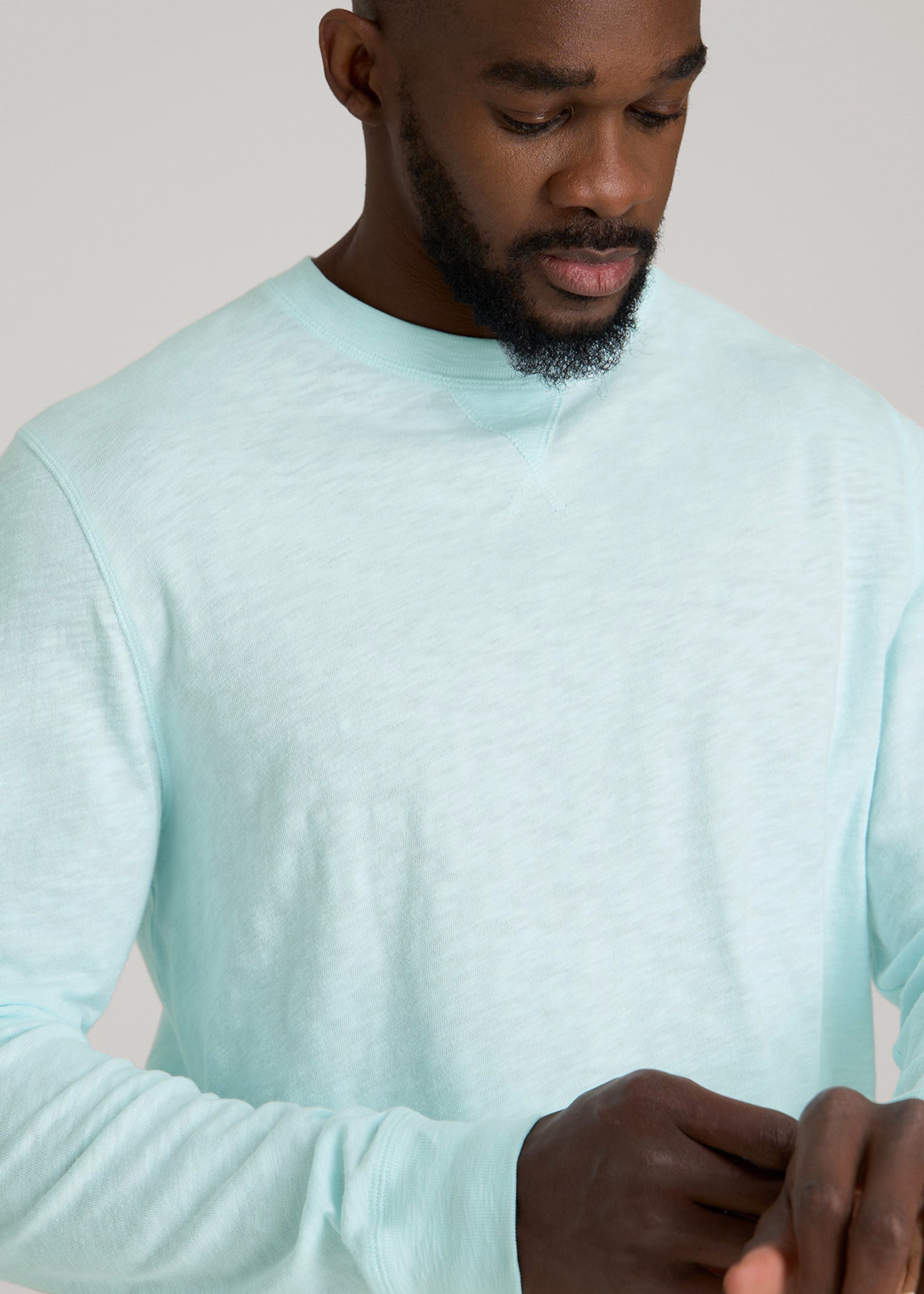 American Tall Outlet | Sunwashed Slub Crewneck for Tall Men in Saltwater
