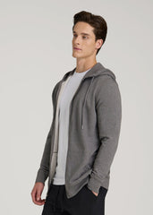 American Tall Discount | Wearever French Terry Full-Zip Hoodie for Tall Men in Charcoal Mix