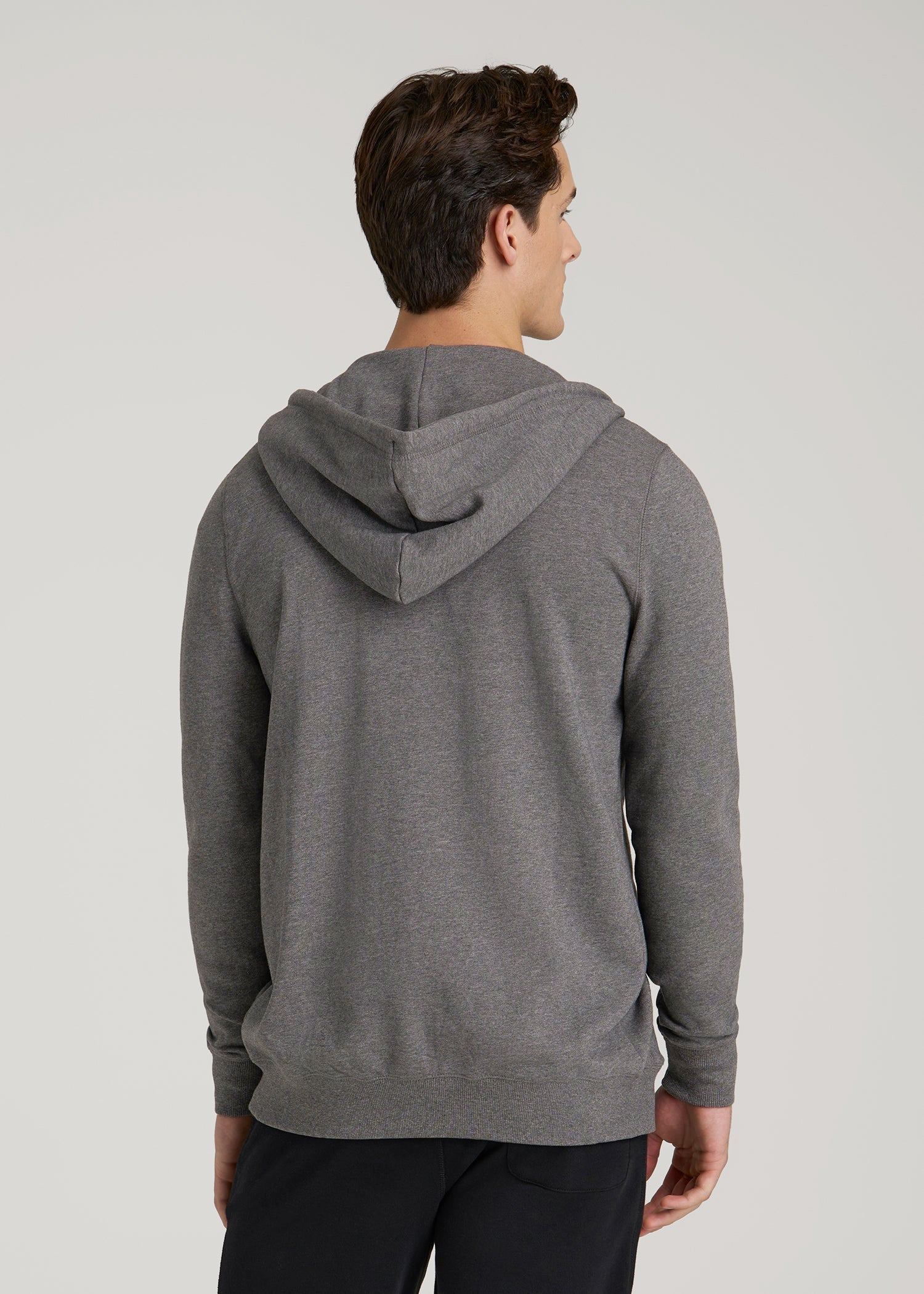 American Tall Discount | Wearever French Terry Full-Zip Hoodie for Tall Men in Charcoal Mix