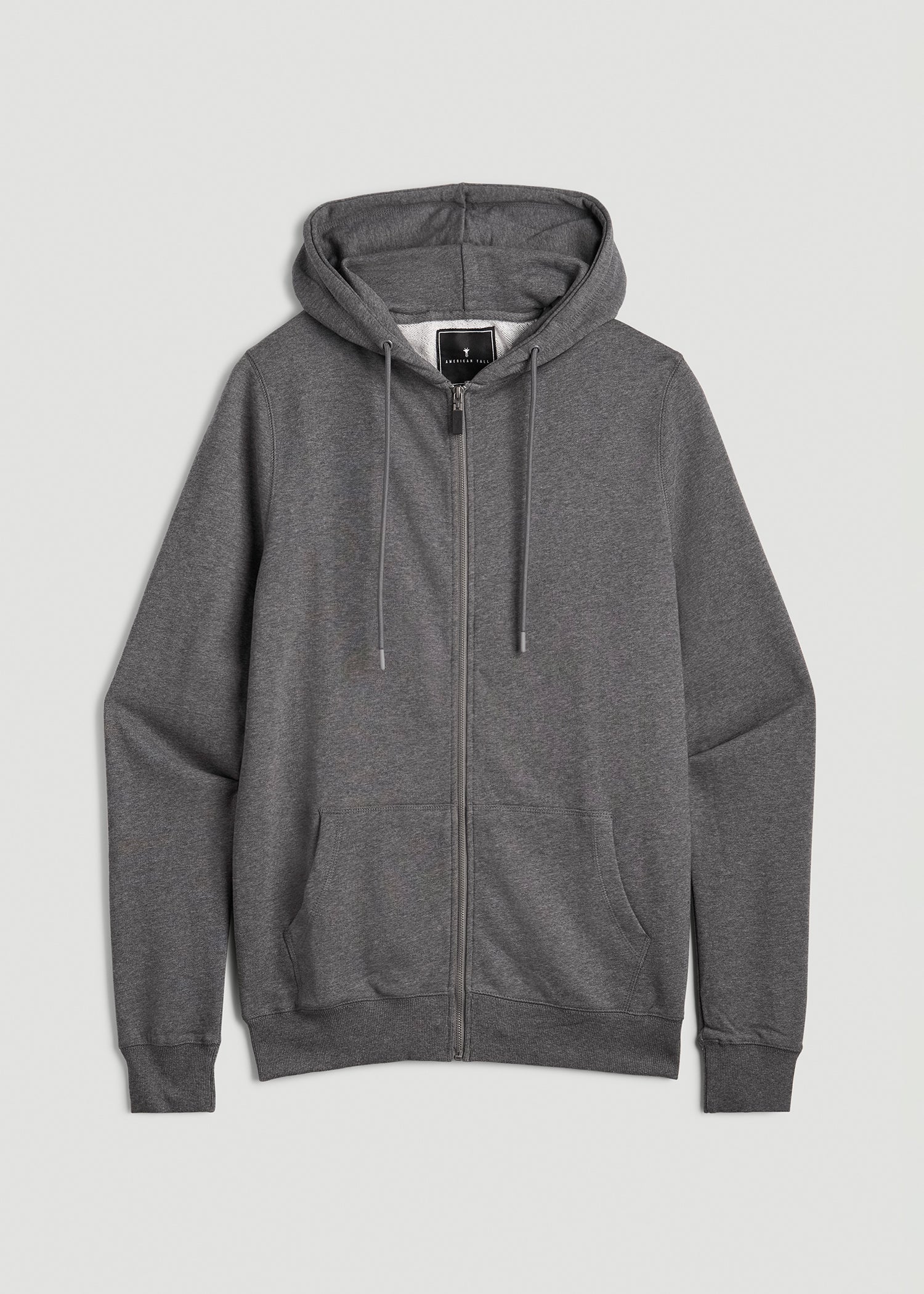 American Tall Discount | Wearever French Terry Full-Zip Hoodie for Tall Men in Charcoal Mix