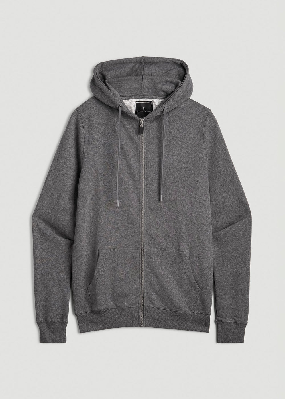 American Tall Discount | Wearever French Terry Full-Zip Hoodie for Tall Men in Charcoal Mix