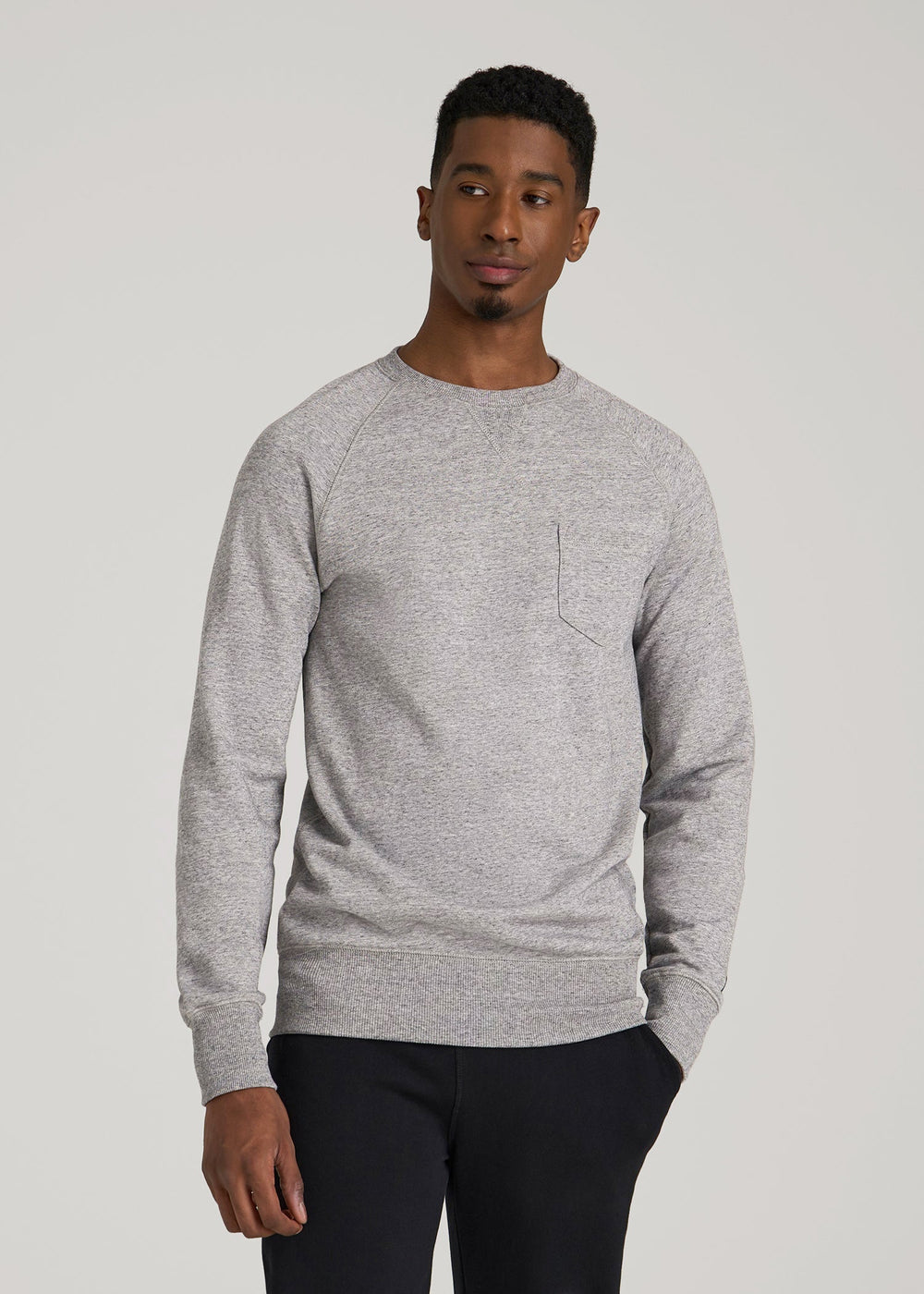 American Tall Online | Wearever 2.0 French Terry Crewneck Sweatshirt for Tall Men in Heathered Grey