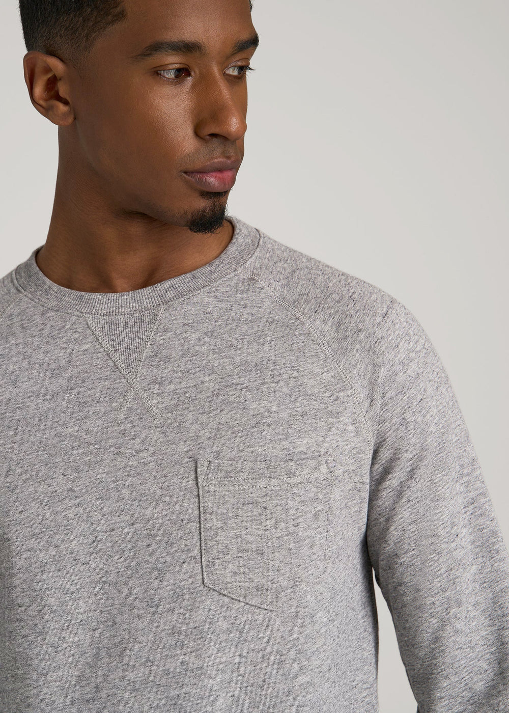 American Tall Online | Wearever 2.0 French Terry Crewneck Sweatshirt for Tall Men in Heathered Grey