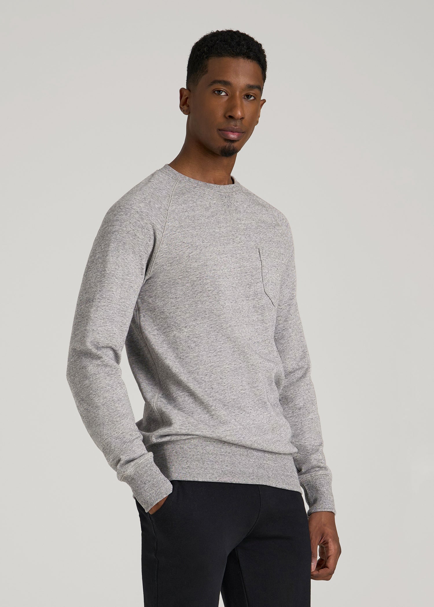 American Tall Online | Wearever 2.0 French Terry Crewneck Sweatshirt for Tall Men in Heathered Grey
