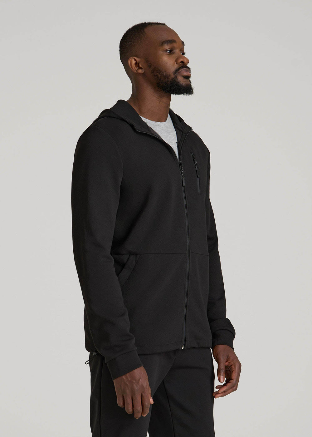American Tall Sale | Tech-Knit Long Track Jacket for Tall Men in Black