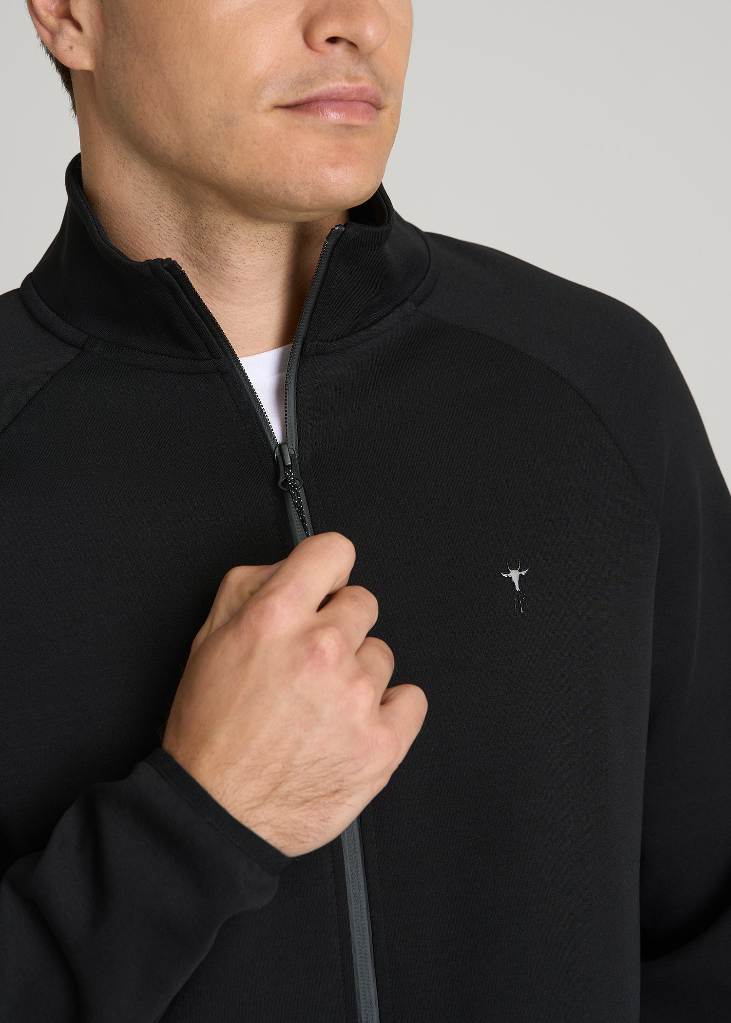 American Tall Outlet | Tech Motion Fleece Full-Zip Jacket for Tall Men in Black
