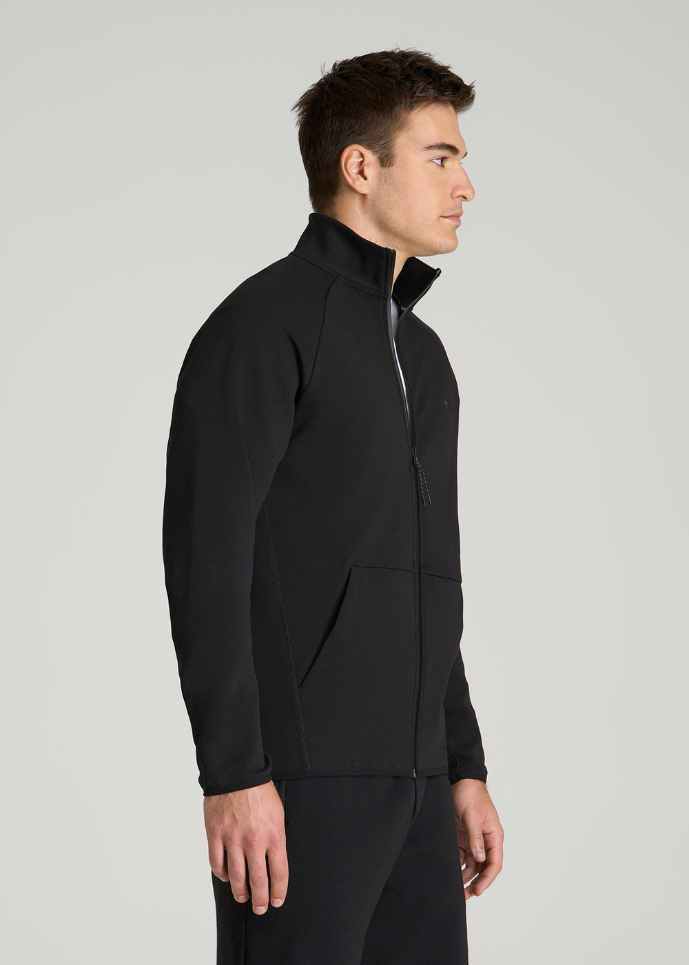 American Tall Outlet | Tech Motion Fleece Full-Zip Jacket for Tall Men in Black