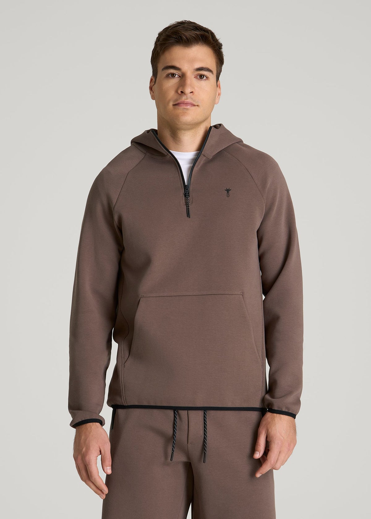 American Tall For Sale | Tech Motion Fleece Hooded Popover for Tall Men in Coffee Quartz