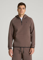 American Tall For Sale | Tech Motion Fleece Hooded Popover for Tall Men in Coffee Quartz