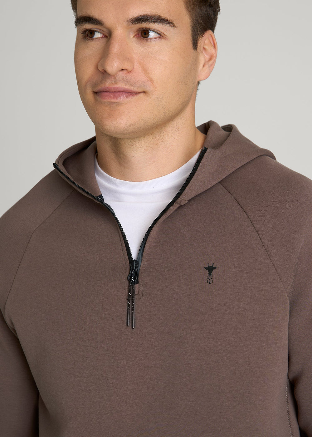 American Tall For Sale | Tech Motion Fleece Hooded Popover for Tall Men in Coffee Quartz