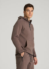 American Tall For Sale | Tech Motion Fleece Hooded Popover for Tall Men in Coffee Quartz
