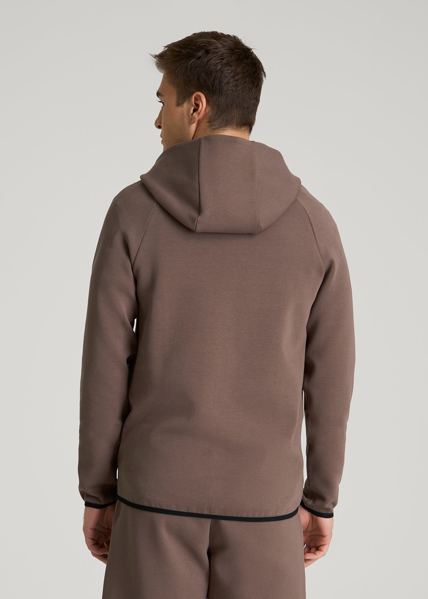 American Tall For Sale | Tech Motion Fleece Hooded Popover for Tall Men in Coffee Quartz