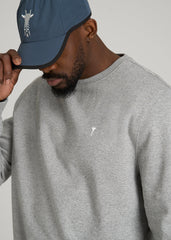 American Tall Discount | Core Motion Fleece Crewneck for Tall Men in Heathered Grey