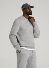American Tall Discount | Core Motion Fleece Crewneck for Tall Men in Heathered Grey