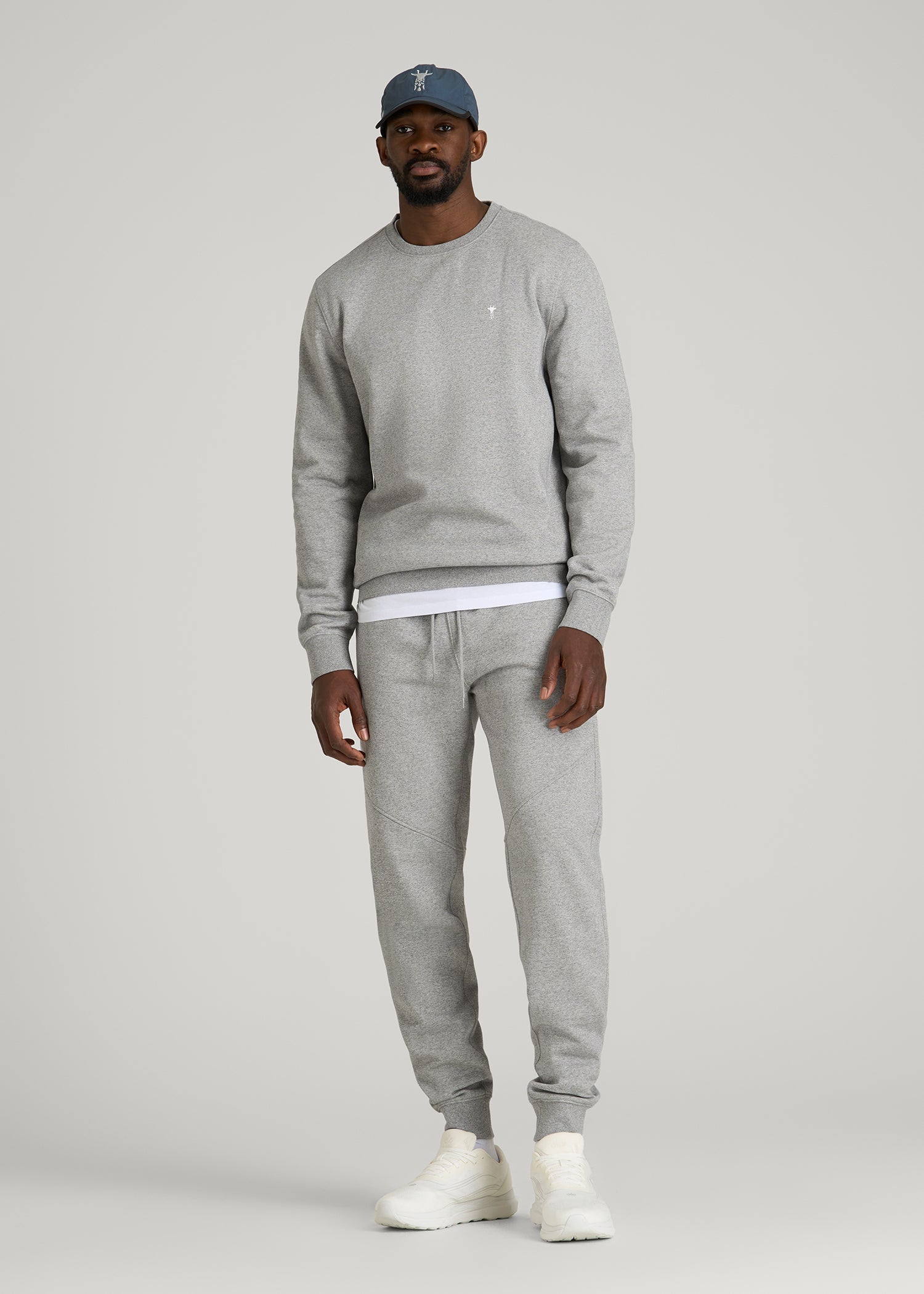 American Tall Discount | Core Motion Fleece Crewneck for Tall Men in Heathered Grey