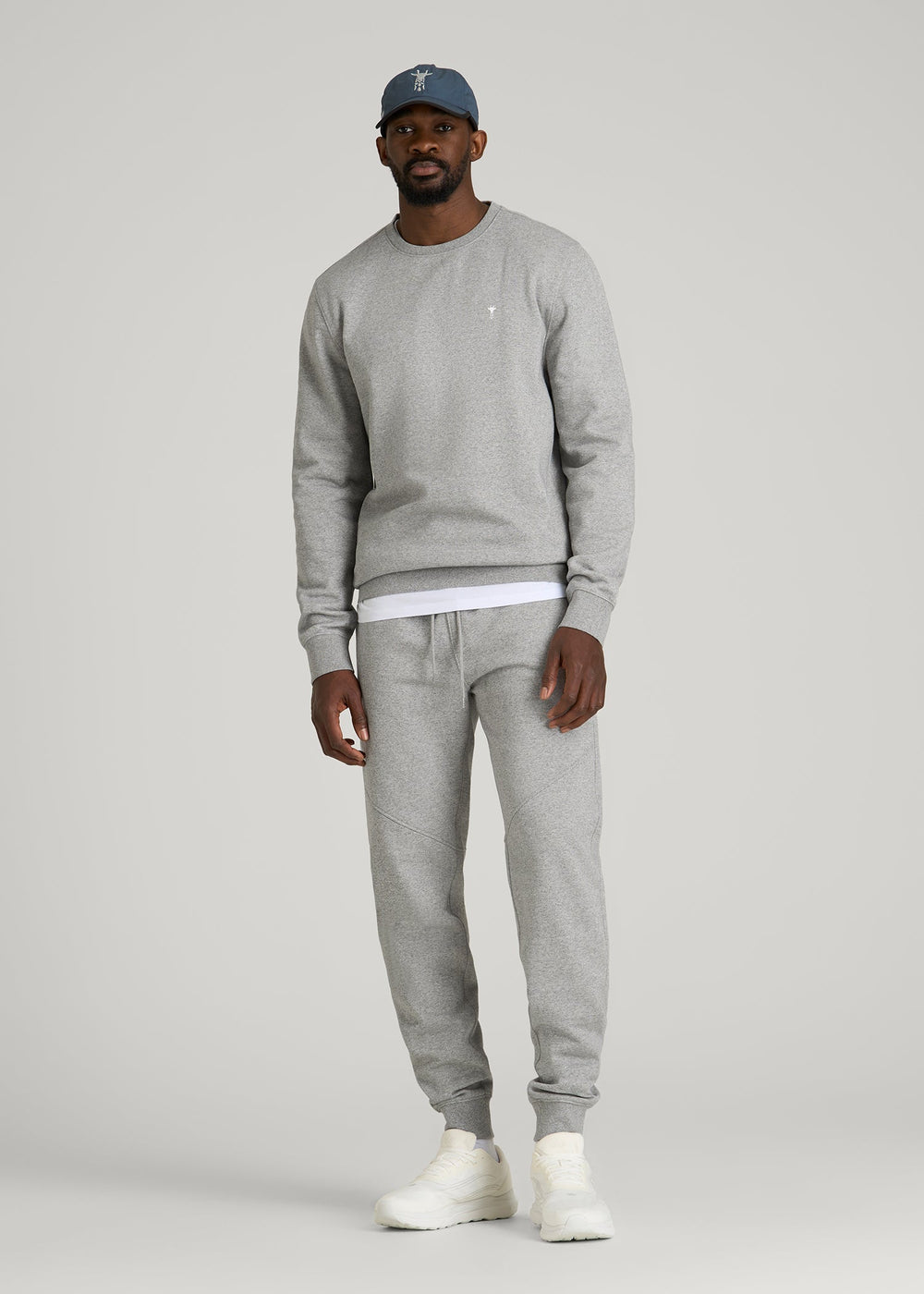 American Tall Discount | Core Motion Fleece Crewneck for Tall Men in Heathered Grey