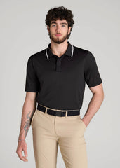 American Tall Sale | A.T. Performance Tipped Golf Polo for Tall Men in Black