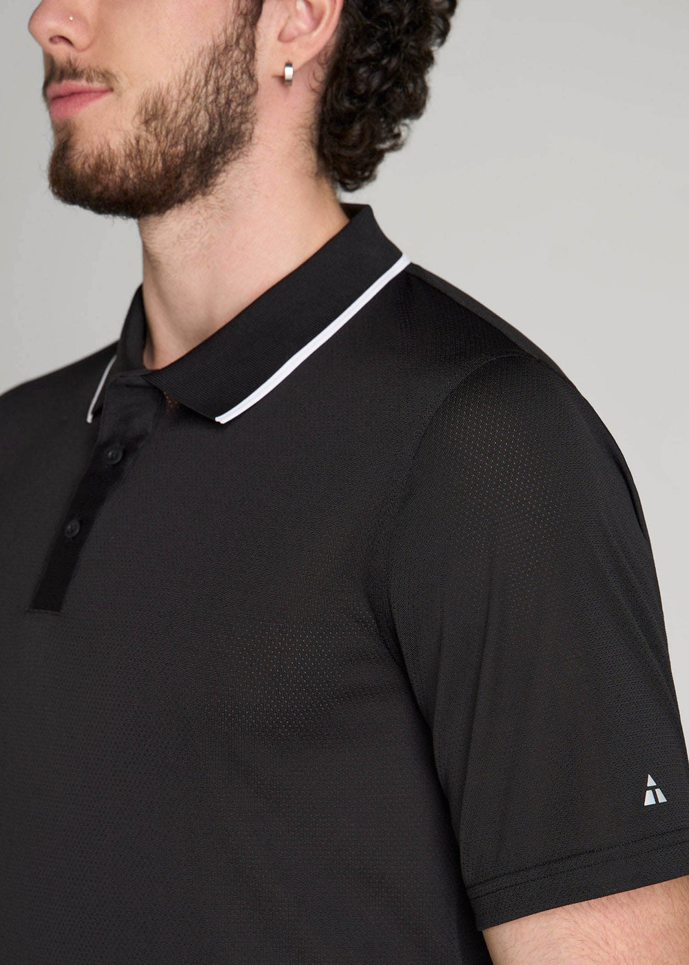 American Tall Sale | A.T. Performance Tipped Golf Polo for Tall Men in Black