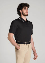 American Tall Sale | A.T. Performance Tipped Golf Polo for Tall Men in Black