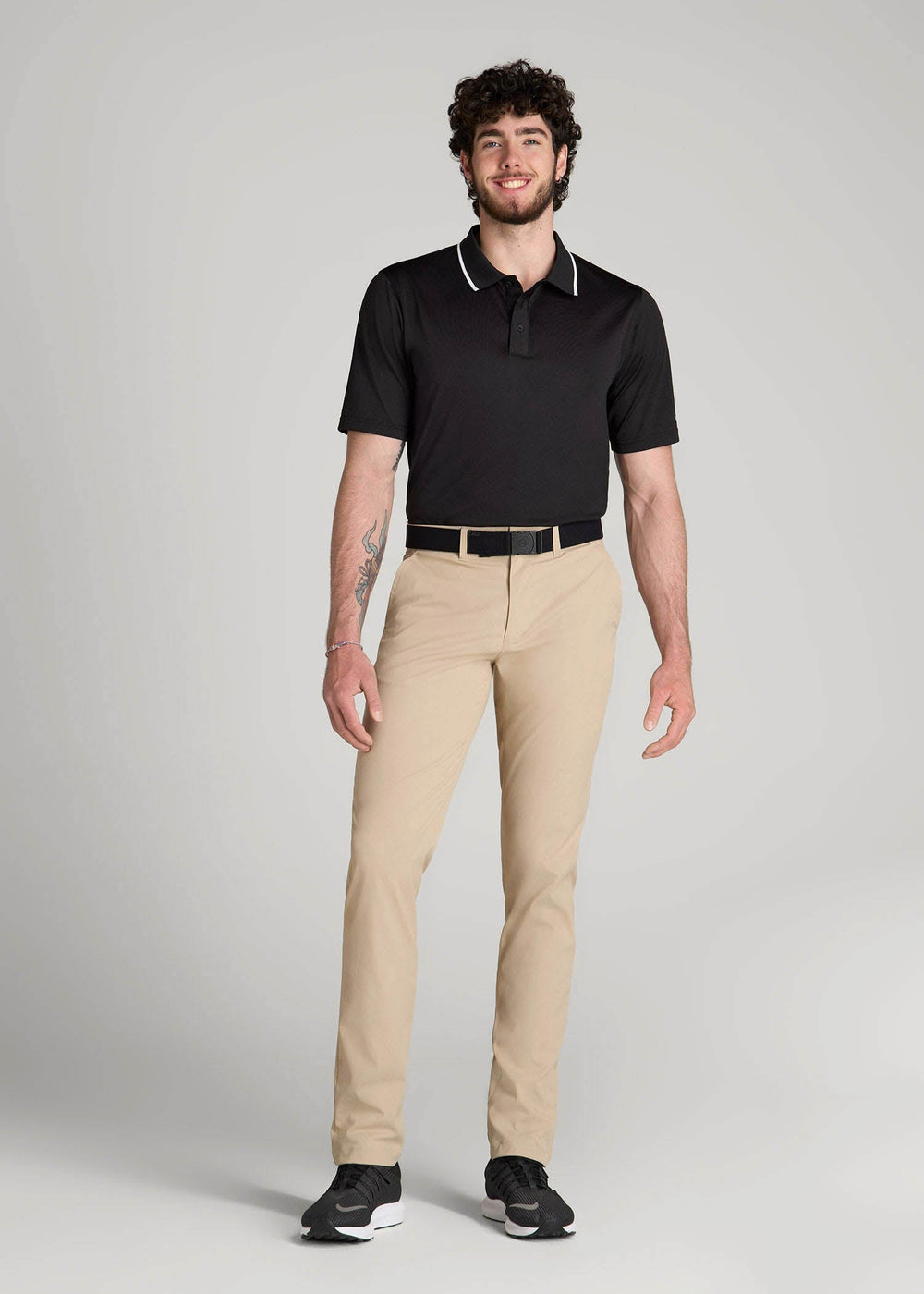 American Tall Sale | A.T. Performance Tipped Golf Polo for Tall Men in Black