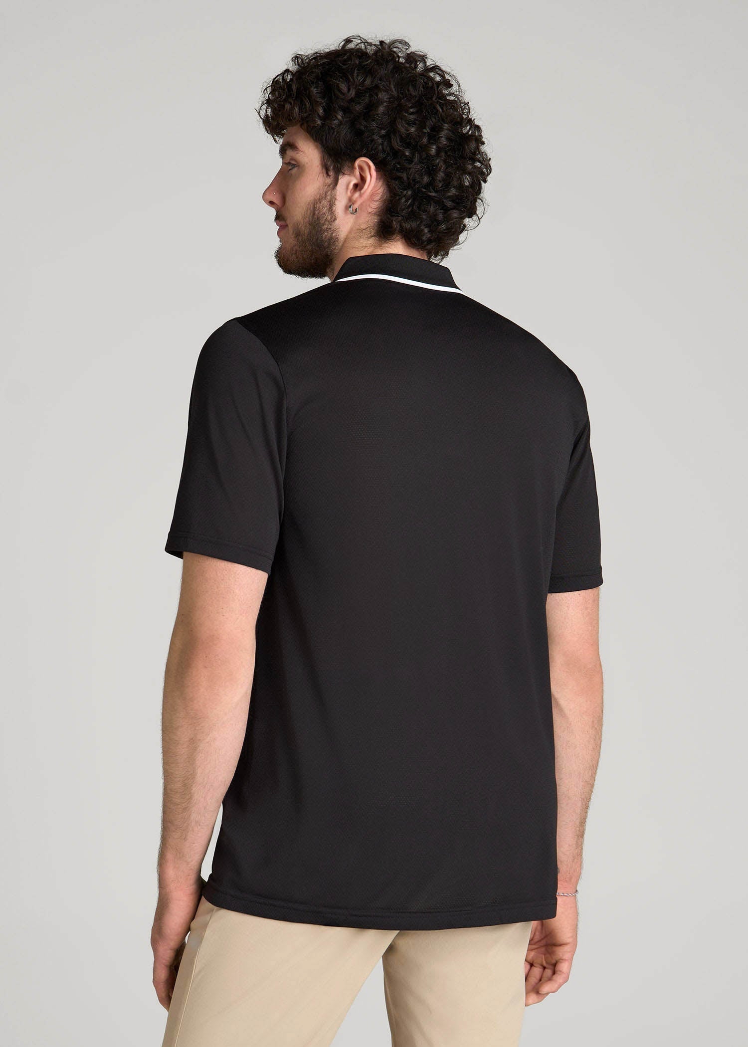American Tall Sale | A.T. Performance Tipped Golf Polo for Tall Men in Black