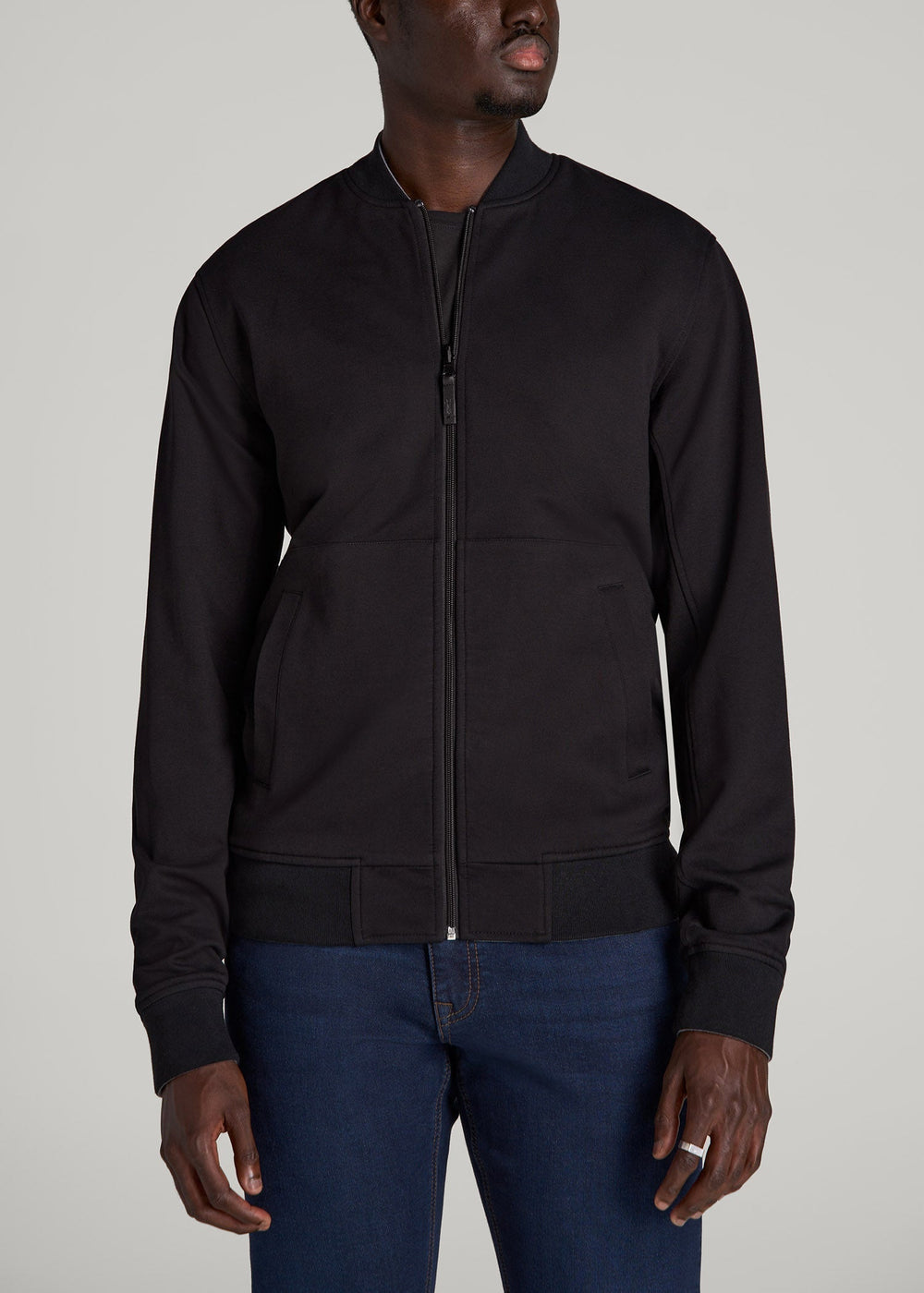 American Tall Outlet | Reversible Bomber Jacket for Tall Men in Fossil Grey and Black