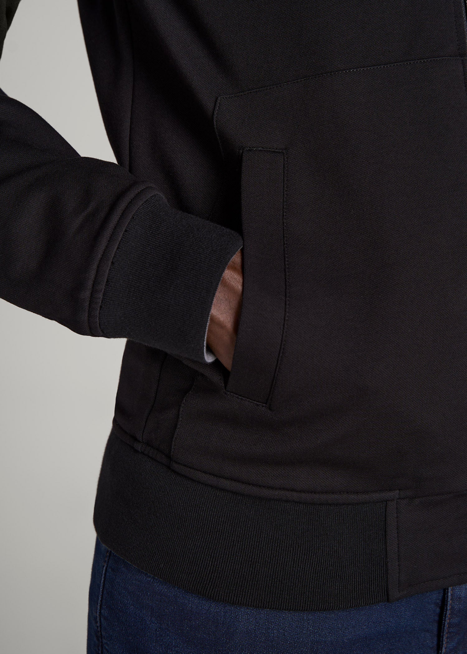 American Tall Outlet | Reversible Bomber Jacket for Tall Men in Fossil Grey and Black