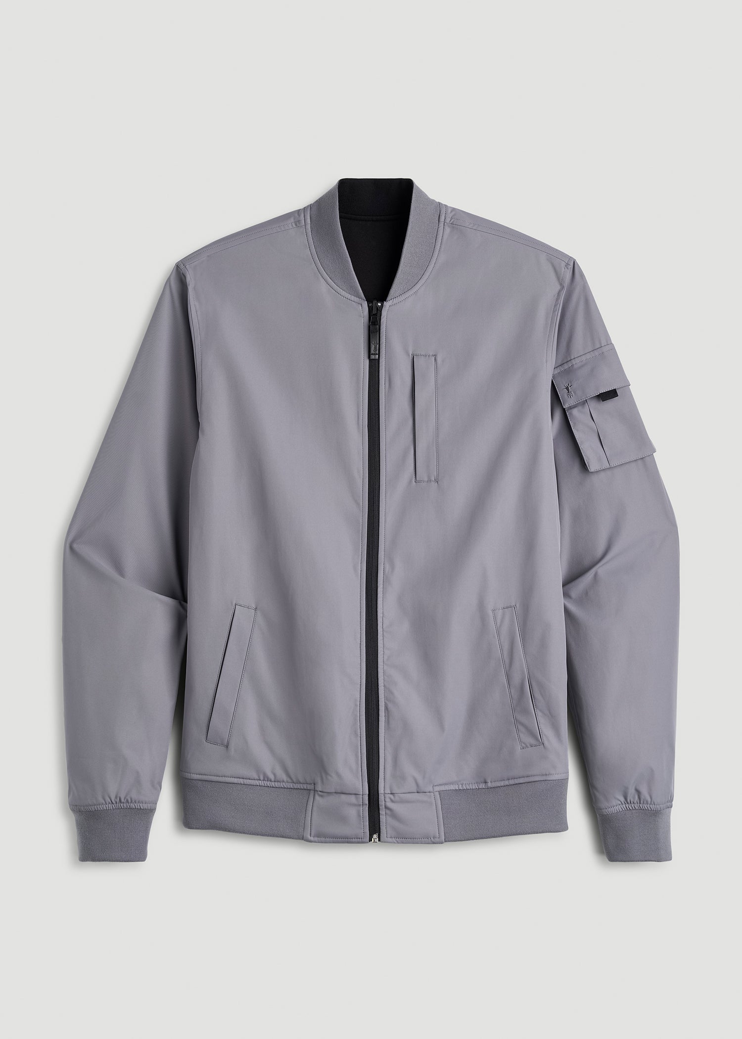 American Tall Outlet | Reversible Bomber Jacket for Tall Men in Fossil Grey and Black