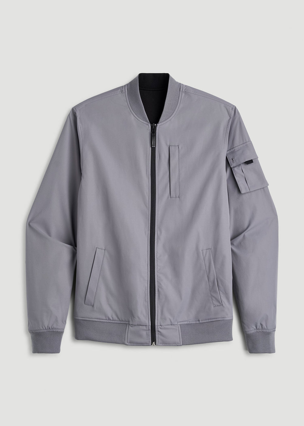 American Tall Outlet | Reversible Bomber Jacket for Tall Men in Fossil Grey and Black
