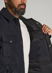 American Tall Discount | LJ&S Puffer Shirt Jacket for Tall Men in Black