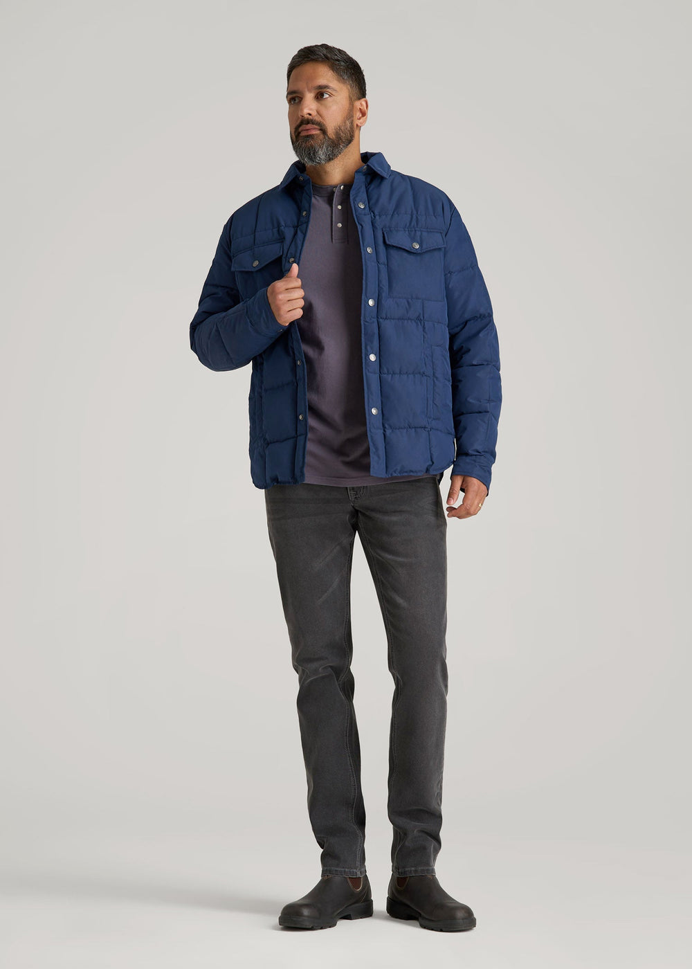 American Tall Online | LJ&S Puffer Shirt Jacket for Tall Men in Marine Blue