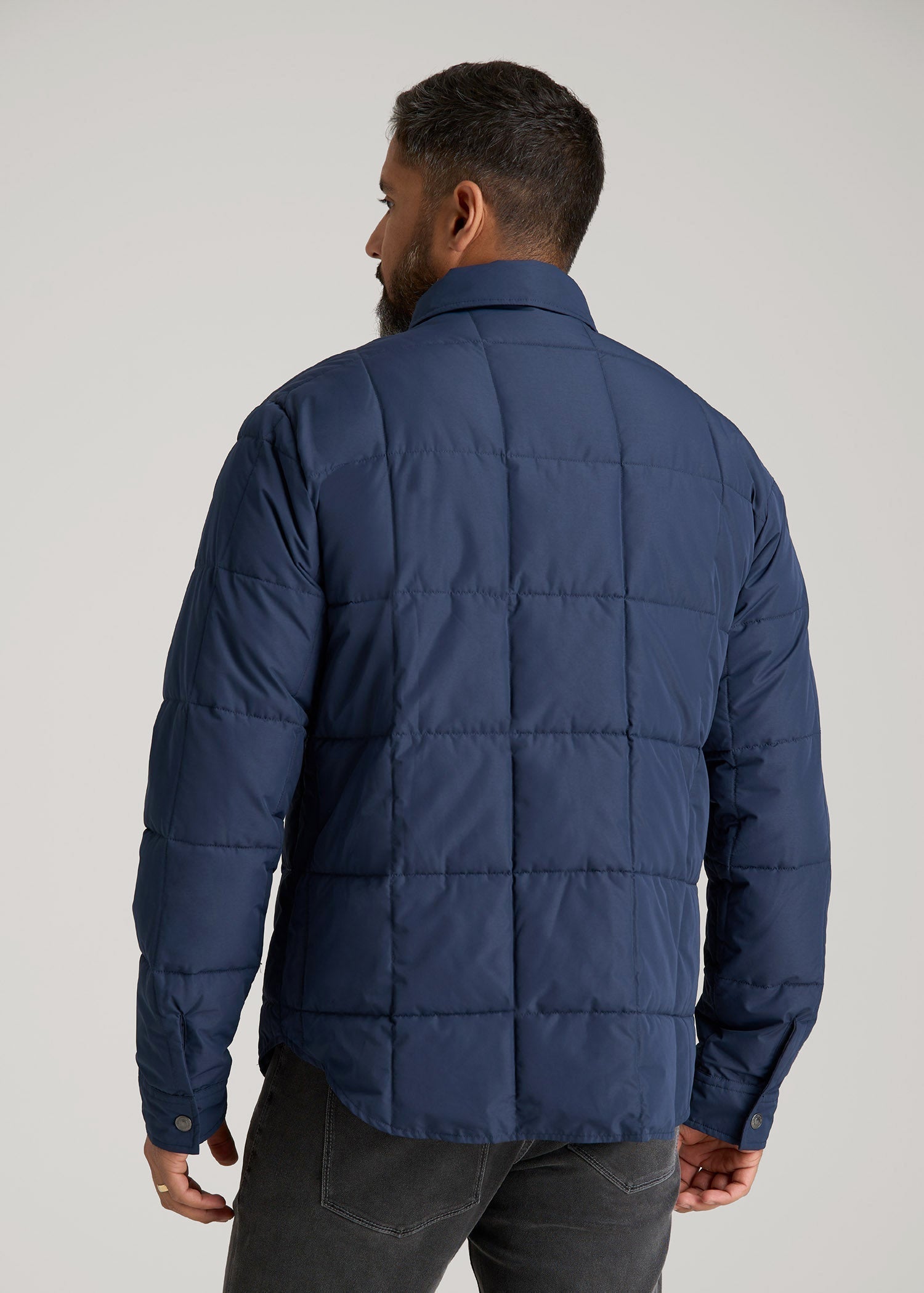 American Tall Online | LJ&S Puffer Shirt Jacket for Tall Men in Marine Blue