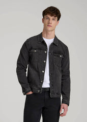 American Tall Sale | Denim Trucker Jacket for Tall Men in Washed Black