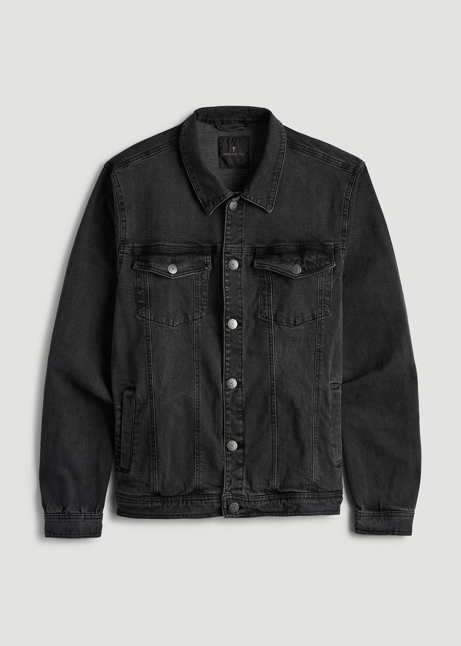 American Tall Sale | Denim Trucker Jacket for Tall Men in Washed Black
