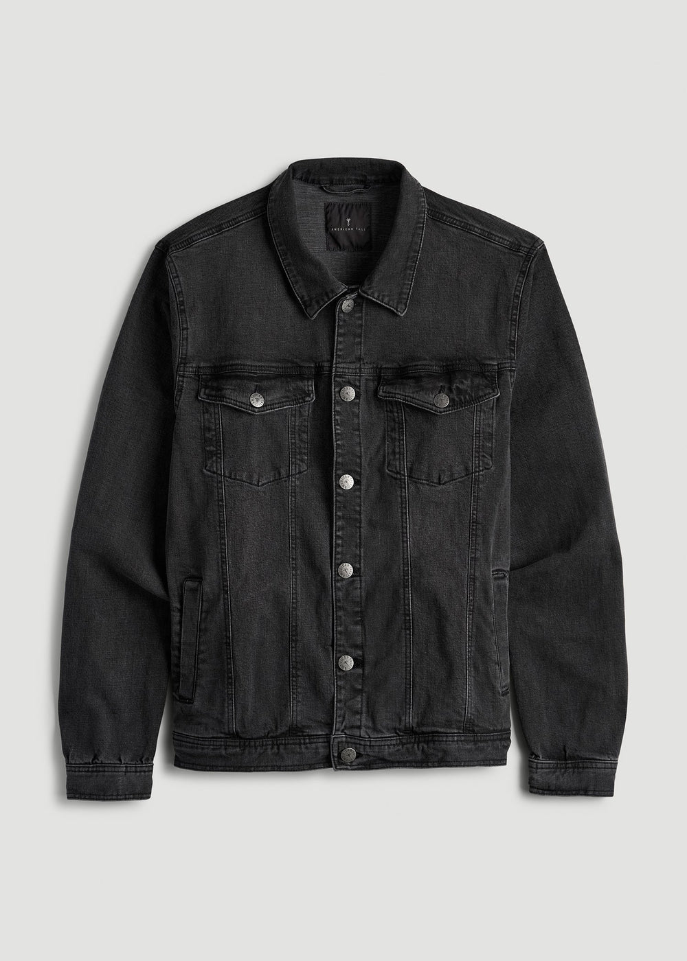 American Tall Sale | Denim Trucker Jacket for Tall Men in Washed Black