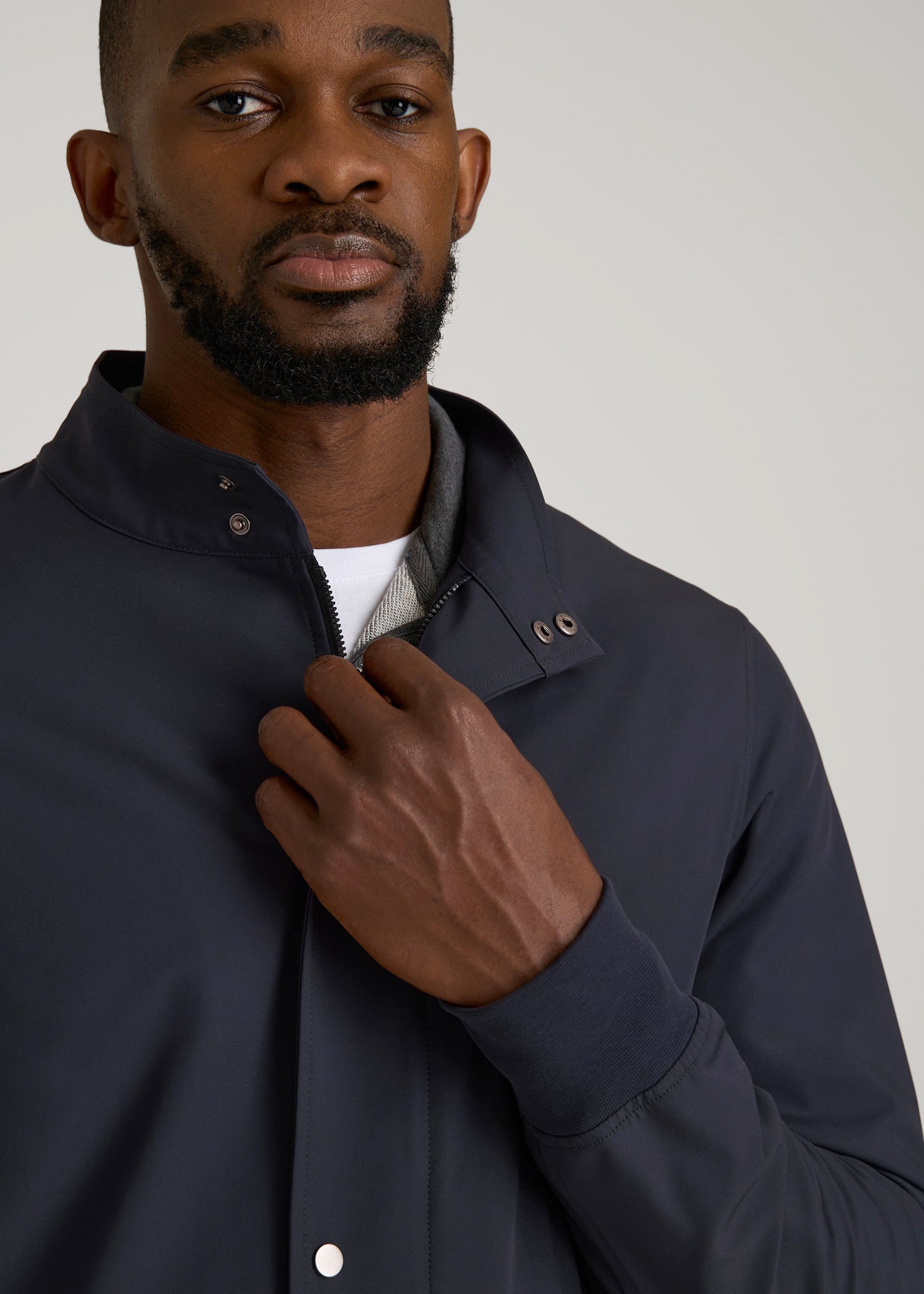 American Tall Outlet | Motion Bomber Jacket for Tall Men in Deep Navy
