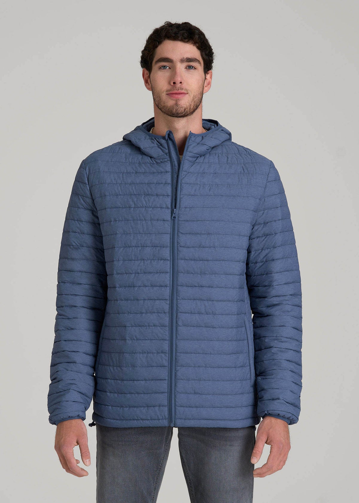 American Tall For Sale | Packable Puffer Jacket for Tall Men in Steel Blue