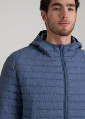 American Tall For Sale | Packable Puffer Jacket for Tall Men in Steel Blue