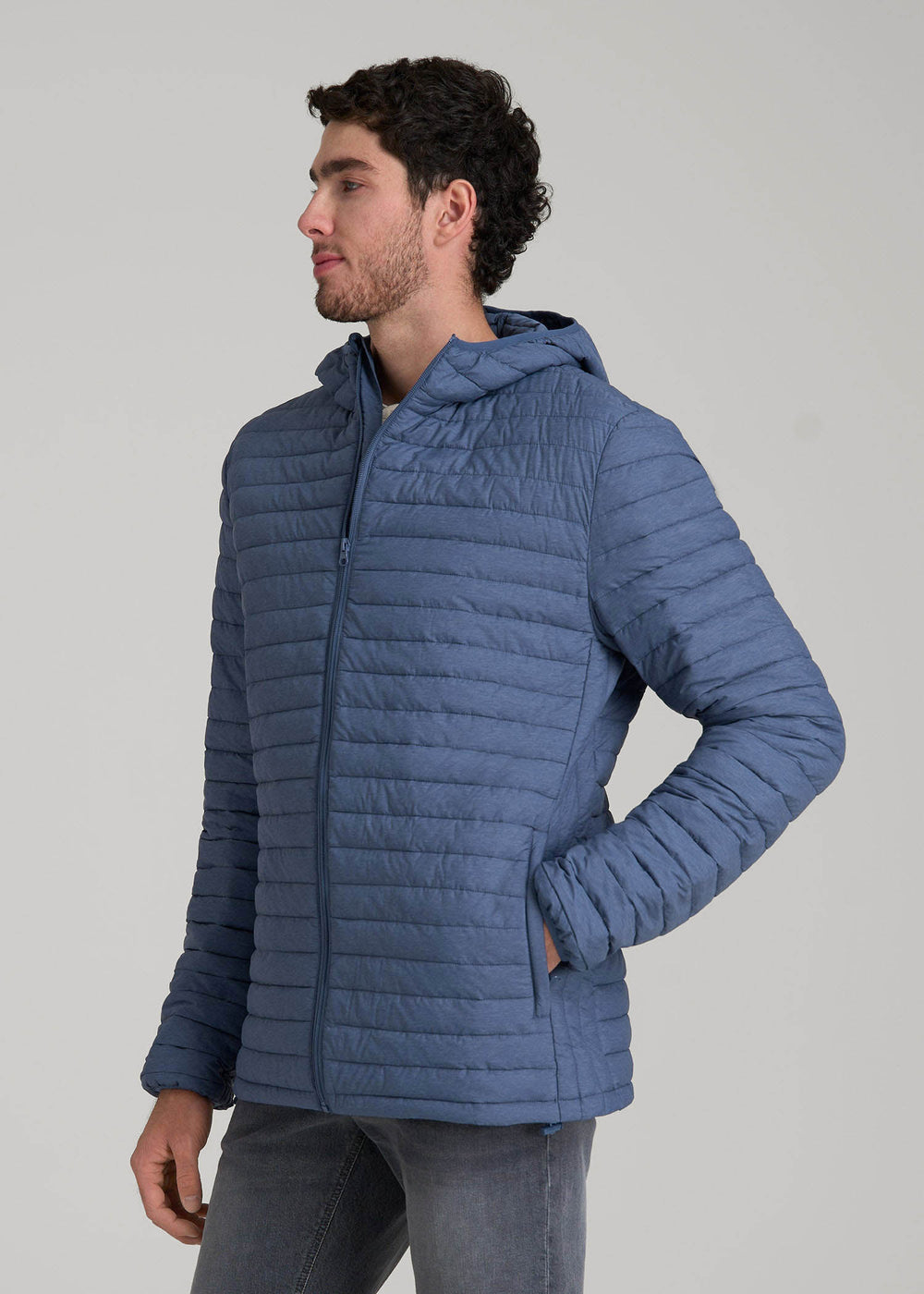 American Tall For Sale | Packable Puffer Jacket for Tall Men in Steel Blue