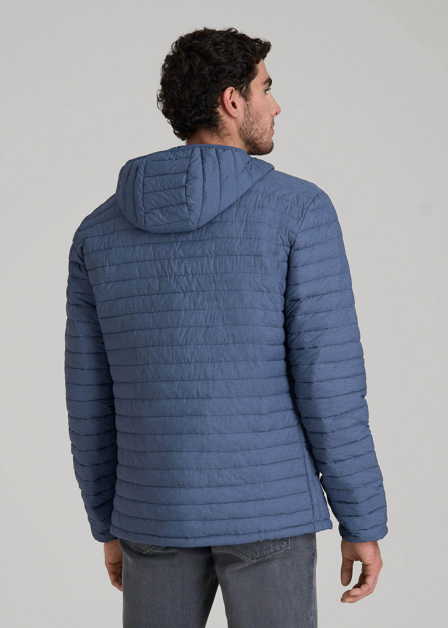 American Tall For Sale | Packable Puffer Jacket for Tall Men in Steel Blue