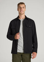 American Tall Online Shop | LJ&S Canvas Shirt Jacket for Tall Men in Black