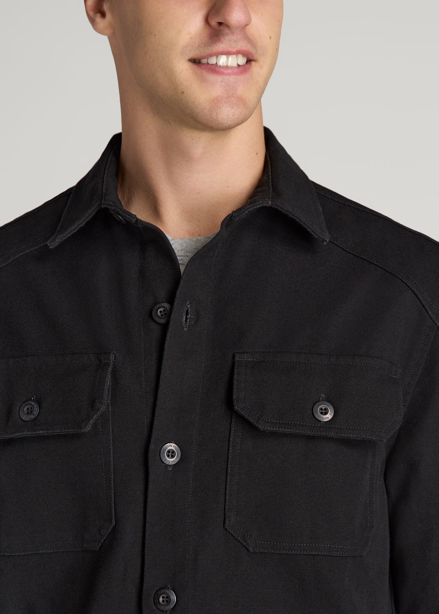 American Tall Online Shop | LJ&S Canvas Shirt Jacket for Tall Men in Black